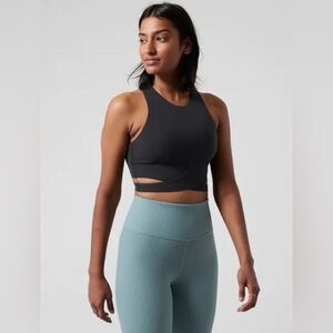 Athleta NWT Conscious Cut Out Crop A-C‎ Black Sports Bra- Size Small